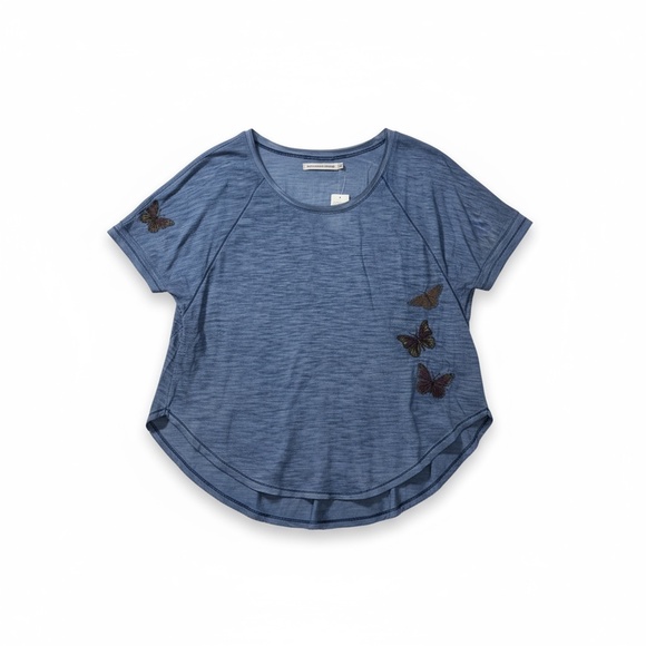 NEW Standard Grace Women's Top XL Blue Butterfly Short Sleeve Casual Blouse - Picture 1 of 6